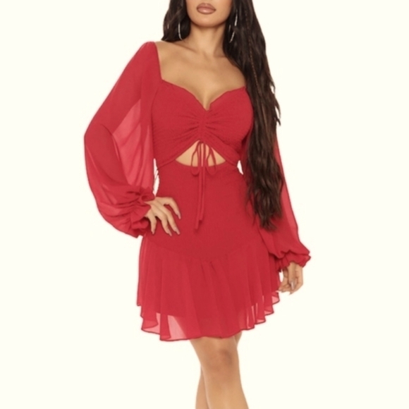 Papaya Date Night Smocked Red Mini Dress Size Medium - Picture 1 of 8